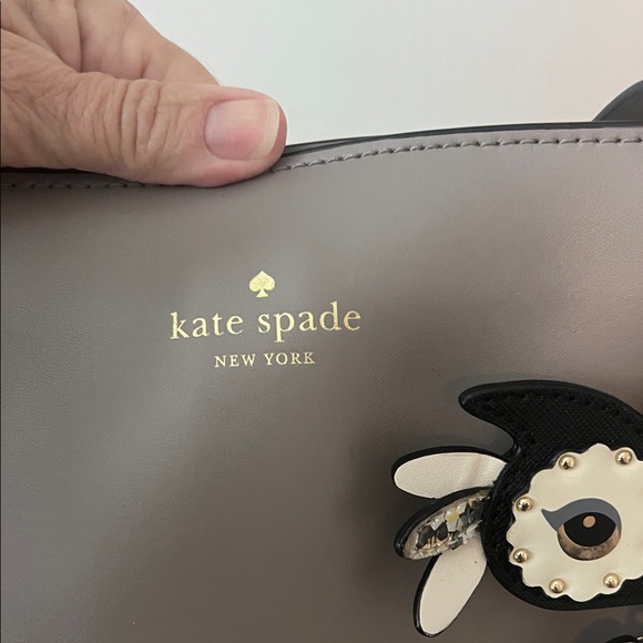 Kate Spade Taupe Tote with Owl Charm and Glitter Pouch - Picture 8 of 11